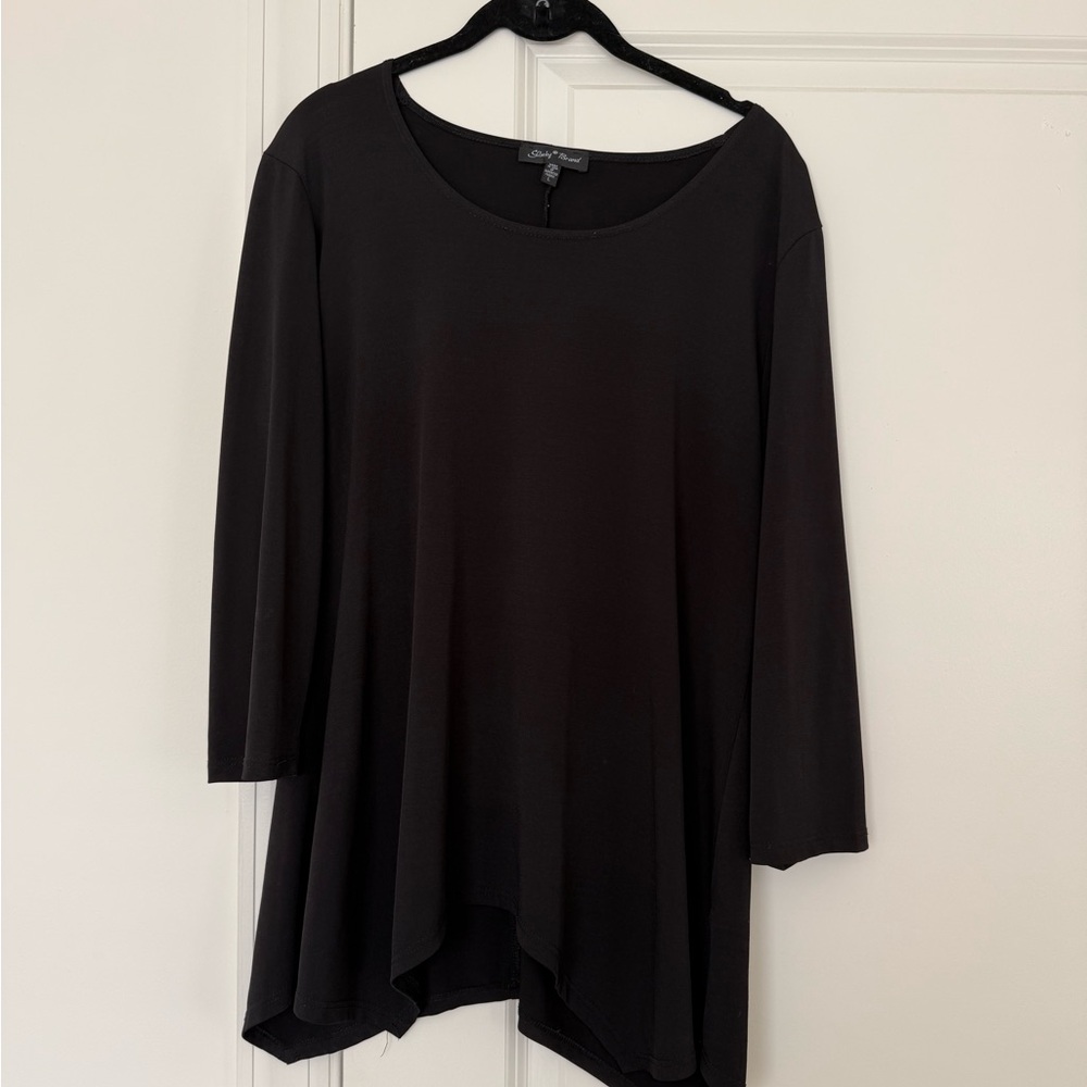 Slinky Brand Black Asymmetrical Blouse